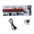 thumbnail image 2 of PCI-E Riser Board PCI-E 1x to board 6-pin PCI-E 16x Extender Adapter GPU Riser Card with 6-pin 4-pin SATA Interface, Red, 2 of 9