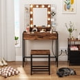 thumbnail image 2 of Conjunto de Tocador con Espejo y Silla FurnitureR Lcon uces LED Cafe, 2 of 7
