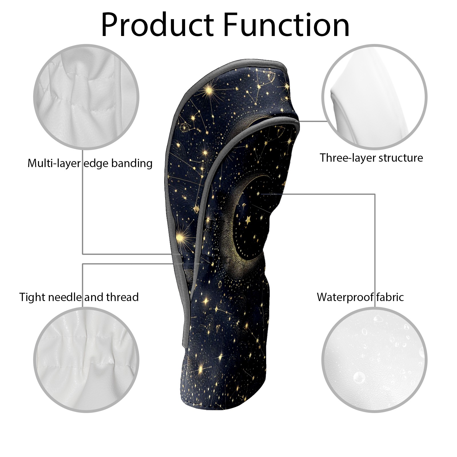 Golf Club Covers, Blue Starry Night Premium PU Leather Driver Hybrid Putter Head Covers with Velvet Lining, Waterproof Golf Gifts for Men Women