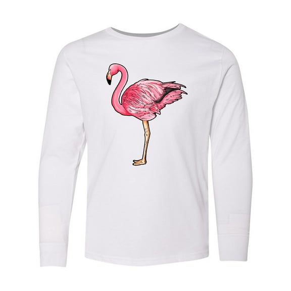 Inktastic Pink Flamingo Long Sleeve Youth T-Shirt