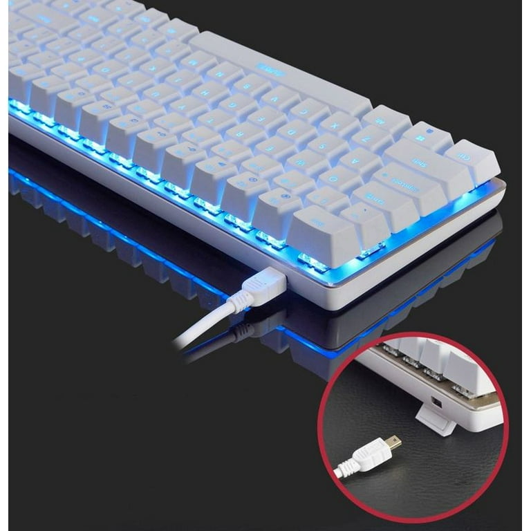 AJAZZ AK33 Mechanical Gaming Keyboard Wired,White Lighting Modes,82 Keys  100% Anti-Ghosting Mechanical Keyboard for Laptop, Windows,MAC, PC Games  and Work, Black Keyboard(Blue Switch) 
