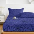thumbnail image 6 of Cal.King Size Fitted Sheet Set - Navy Blue Halloween 3 Piece Bedding Sets 16" Deep Pocket Fitted Sheet with 2 Pillowcases, Black Spiders Net Classic Gingham Brushed Microfiber Hotel Luxury Bed Sheets, 6 of 9