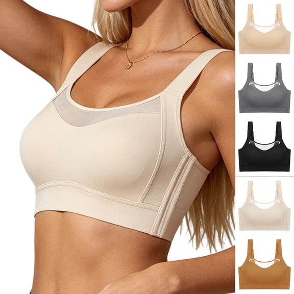 Npasoilc Seamless Supportive Wireless Bra for Women Push Up Bralette Bras Solid Color Mesh Sports Bra