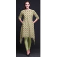 thumbnail image 4 of Bimba Kurti Asymétrique Beige à Imprimé Feuilles de Monstera et Floral pour Femmes, Robe d'Été Indienne Tunique, Très Grand, 4 of 6