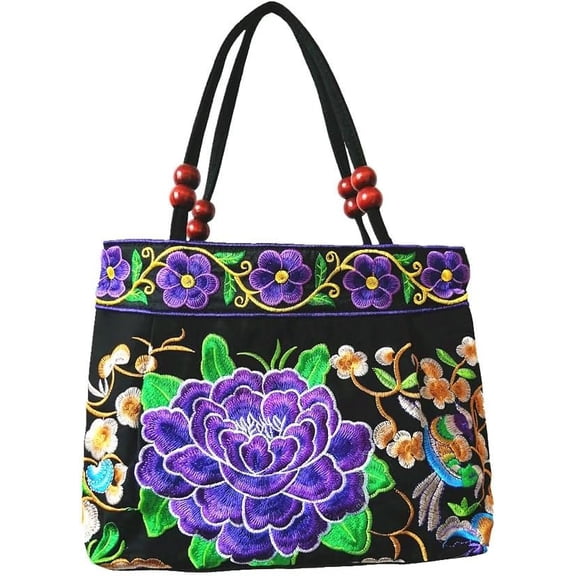 Embroidered Women Floral Handbags Embroidery Purse Hobo Tote Bag Ethnic Bag