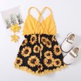 thumbnail image 5 of Weebloom Baby Girl Romper Ruffles Sunflower Printed Backless Suspender Jumpsuit Girls Outfit Black 2-3 Years, 5 of 7