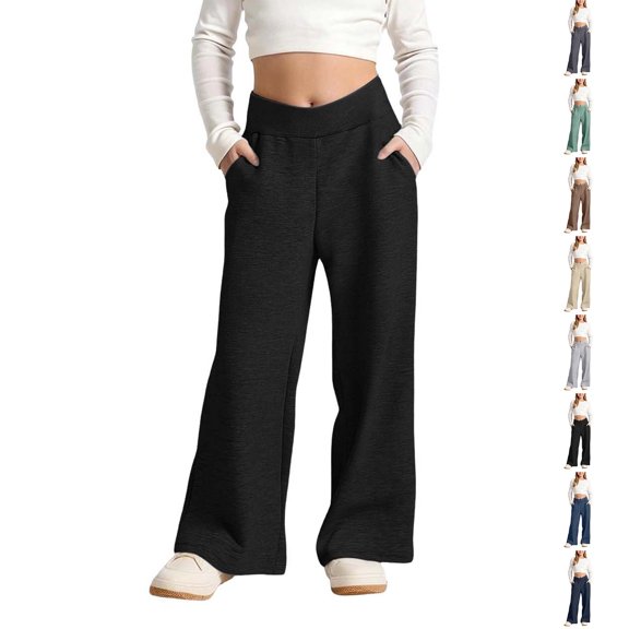 Sweatpants Girls Elastic Waist Casual Trousers Wide Leg Sweatpants Girls Athletic Pants Black Pants Girls Sweatpants Size 12-13 Years