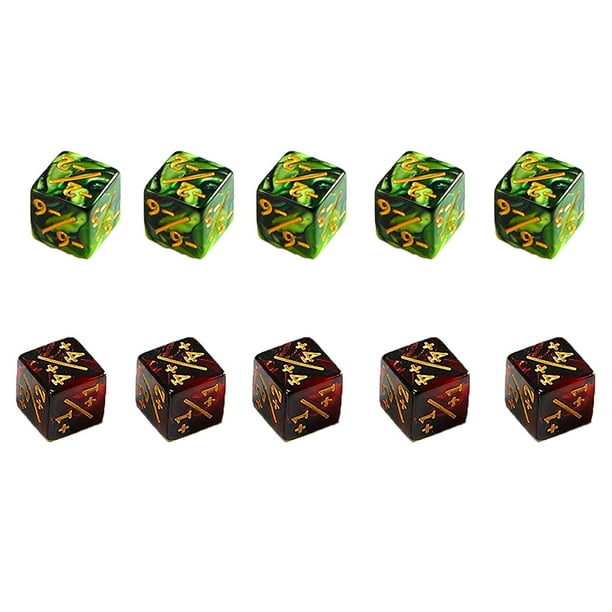 DQrwqpou Contadores Dados 10 Uds. 1 6 Cm para Juegos Cartas Magic The Gathering (rojo Verde Negro)