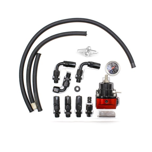 Adjustable Fuel Pressure Regulator Kit 100psi Oil Press Gauge AN6 Fitting Black
