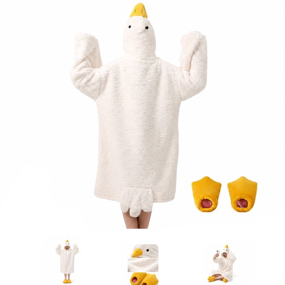 Goose Wearable Blanket Hoodie Onesie for Adults & Kids Oversized Warm Cozy Sleeping Bag Costume with Hood