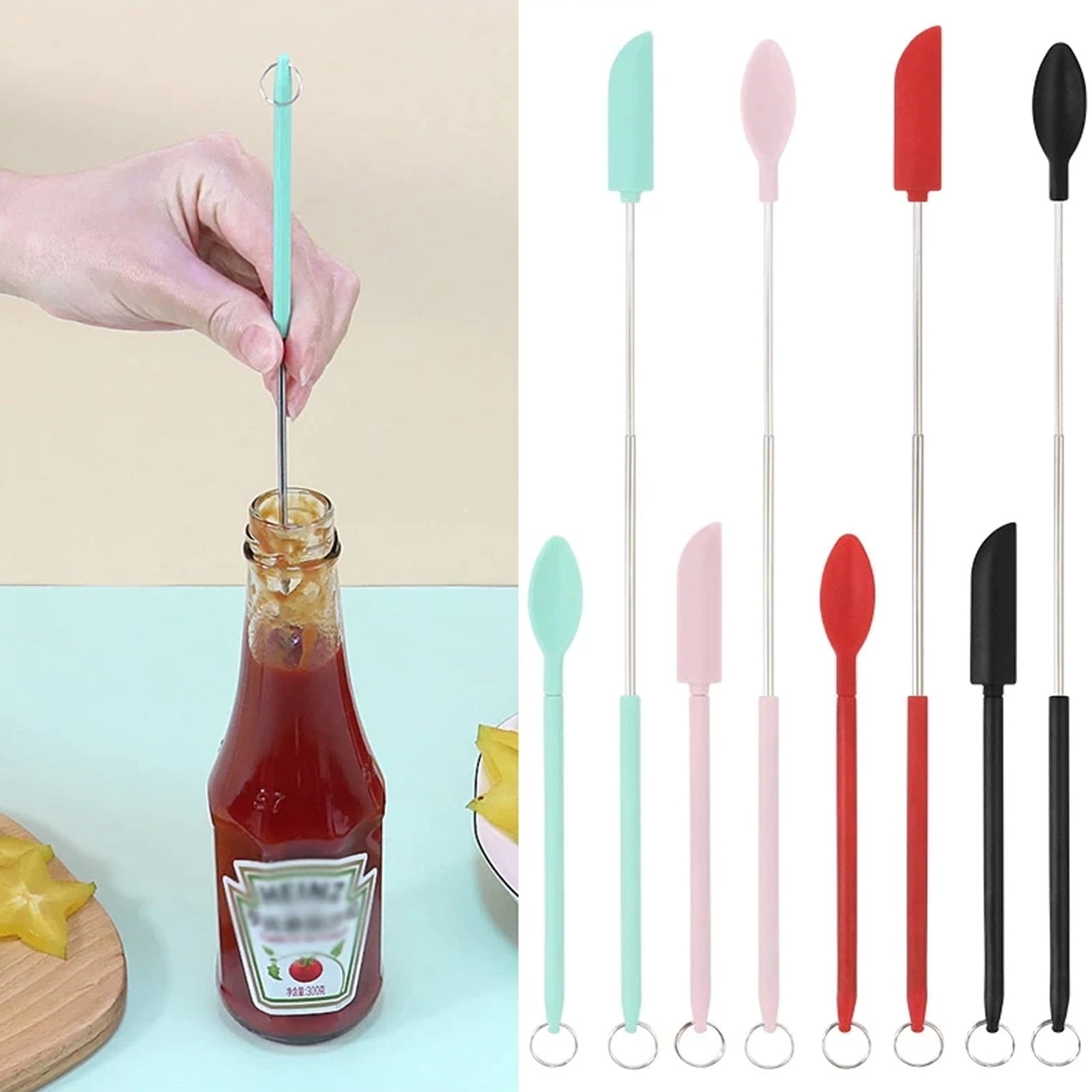 SRWTRCHRY 8pcs Mini Silicone Spatula, Jam Heatresistant Safe Scraper