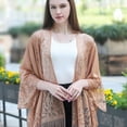 thumbnail image 6 of Pink Floral Lace Shawl Wrap Tassel Fringe Gauze Lace Shawls and Wraps Flower Pattern Hollow Solid Mesh Soft Summer Scarf for Women Formal Wedding Party Bridal Evening Dresses Accessories 1pc, 6 of 9
