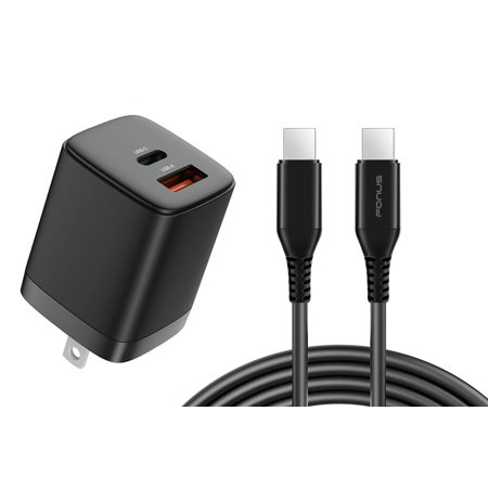 38W PD Home Charger Fast Type-C for Motorola Razr (2023)/(2024)/Plus (2023)/(2024) - 6ft Long Cable USB-C Power Cord QC3.0 Adapter 2-Port Wall