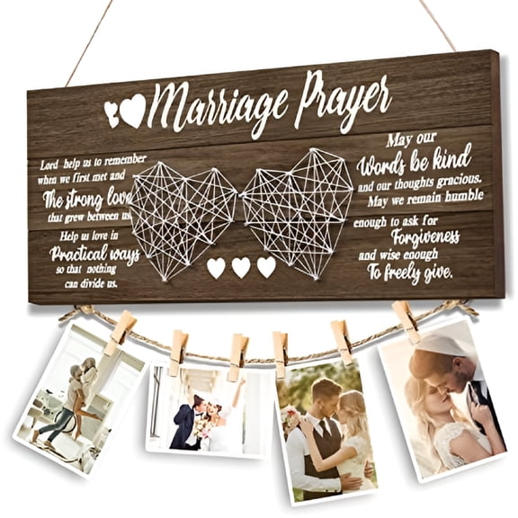 XIBUFE Wedding Gifts Bridal Shower Gifts for Groom Engagement Present for Wife Newlywed Marriage Prayer Photo Holder Vintage Frame