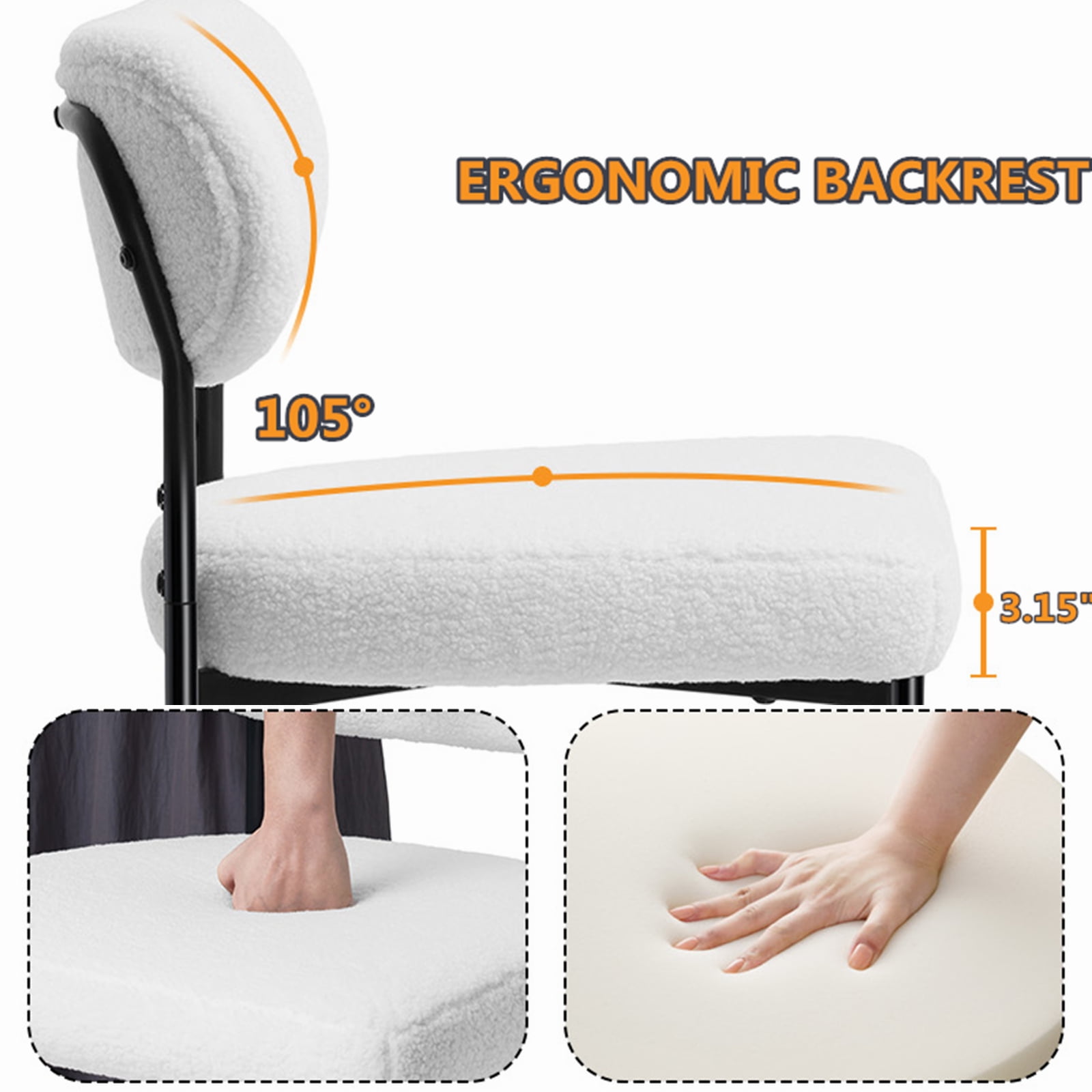 Hommpa Bar Stools Set of 4 with Back & Footrest 26" Counter Height Barstools Boucle Bar Chairs Modern Pub Chairs White Plush for Kitchen Island Bistro Coffee Shop Mid Back
