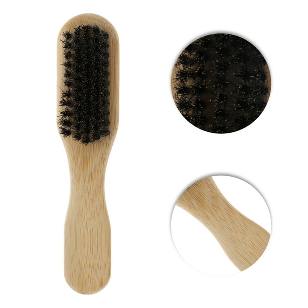 1 Pc Portable Durable Small Hair Brush Beard Comb for Curly Wavy Hair Wood Color Bamboo Bristle