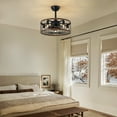 thumbnail image 2 of HOOMEDELIER 20" Farmhouse Ceiling Fan with Light Rustic Caged Chandelier Fan for Living Room, 2 of 12