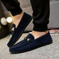 thumbnail image 2 of YLSDY Men's Suede Loafers Slip On Shoes Comfort Buckle Dress Flats Breathable Driving Moccasins Blue 39, 2 of 3