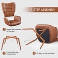 thumbnail image 6 of Yaheetech Contemporary Faux Leather Accent Chair for Living Room, Brown, 6 of 11