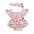 thumbnail image 3 of Ensemble d'Été pour Enfants : Cache-Couche à Col à Manches Volantées à Imprimé Floral + Bandeau, 3 of 9