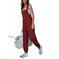 thumbnail image 2 of Women'S Casual Corduroy Overalls Sleeveless Adjustable Straps Jumpsuits for Women with Pockets Wine Red XL, 2 of 8