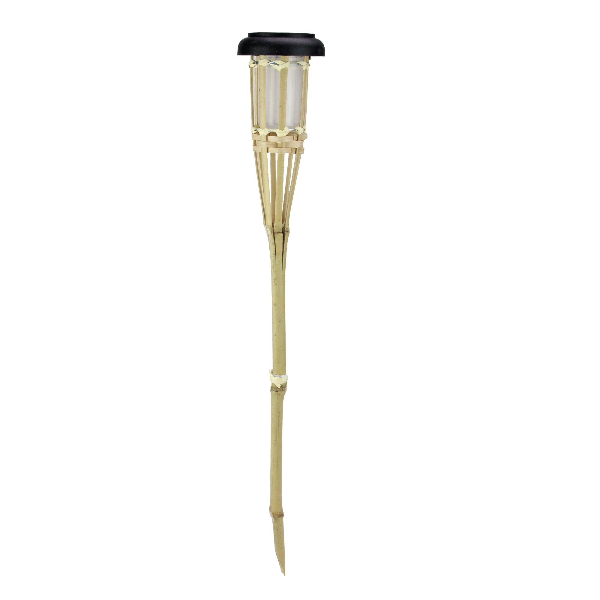 23 Tan Bamboo Led Solar Light Stake Tiki Torch Outdoor Decoration