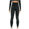 thumbnail image 2 of Elainilye Fashion Womens Yoga Pants Tummy Control Leggings Casual Wash Solid Color Yoga Pants Full Length Pants,Black, 2 of 6