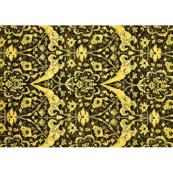Ahgly Company Machine Washable Indoor Rectangle Abstract Yellow Modern Area Rugs, 2' x 3'