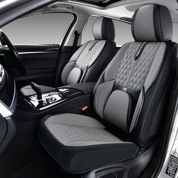 Car Seat Cover for Nissan Altima 2022, Leather Full Set of 5 Seats Anti-Slip Suitable for All Seasons, Gray and Black Car Seat Covers, Protect Car Seats