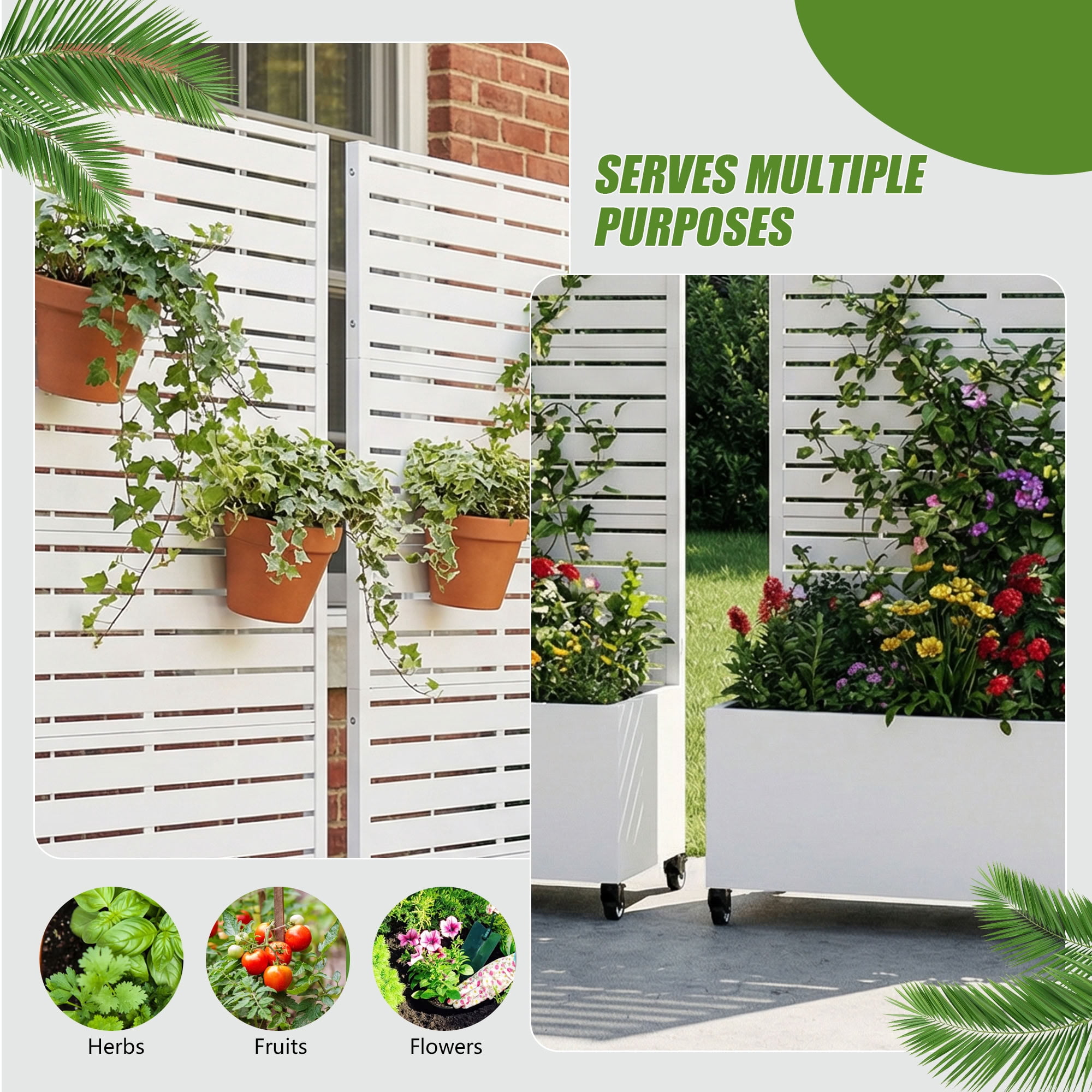 MAYEERTY 72*35in Outdoor Metal Planter Box, Wind Resistant Outdoor Planter, Raised Garden Planter for Patio, Balcony, Backyard