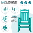 thumbnail image 6 of SUUNYN Outdoor Rocking Chairs, HDPE Porch Rockers for Patio Deck, All-Weather, 380lbs Load, Lake Blue, 6 of 9