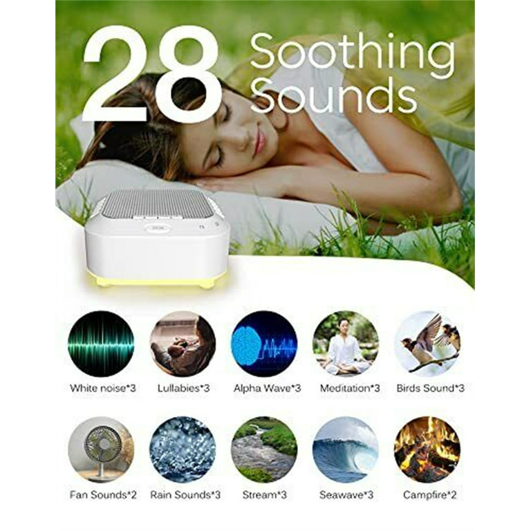 White Noise Night Light,Sleep Sound Machine with 28 Soothing