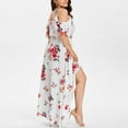 thumbnail image 3 of Pntutb Womens Clearance,Plus Size Women's Casual Short Sleeve Cold Shoulder Boho Flower Print Long Dress, 3 of 6