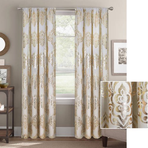 Better Homes and Gardens Metallic Damask Foil Window Panel Walmart