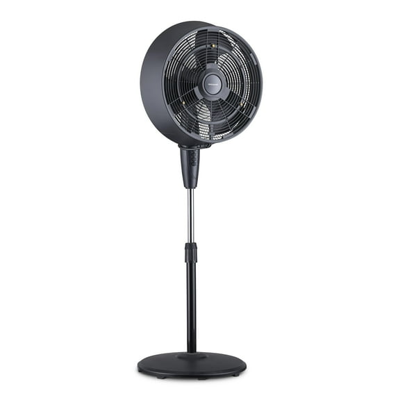 Restored Frigidaire Pedestal Fan in Black, Cools 500 sq. ft. with 3 Fan Speeds (Refurbished)