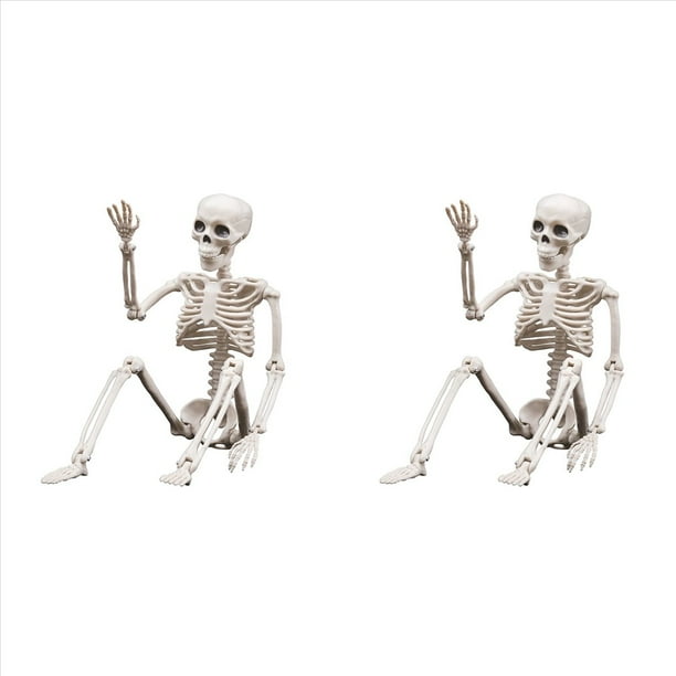 2X Decoraciones de Esqueletos de Halloween, Esqueleto de PláStico Articulado, Esqueleto de Cuerpo Completo con Articulaciones MóViles