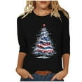 thumbnail image 2 of HOMBOM Shirts for Women Crewneck Outfits Christmas 3/4 Sleeve Holiday Snowflakes Xmas Females T Shirts Black, 2 of 5