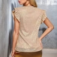 thumbnail image 4 of TARIENDY Womens Sequin Shirts Elegant Ruffled Short Sleeve Party Tops Fashion Sparkly Glitter Shirt Loose Fit V Neck Tunic Tops Gold M, 4 of 8
