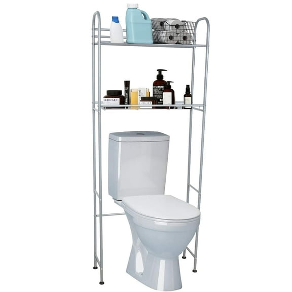 SUSUZI 2 Tier Over The Toilet Rack – 61"H Bathroom Storage Organizer Space Saver Shelf with Steel Shelves