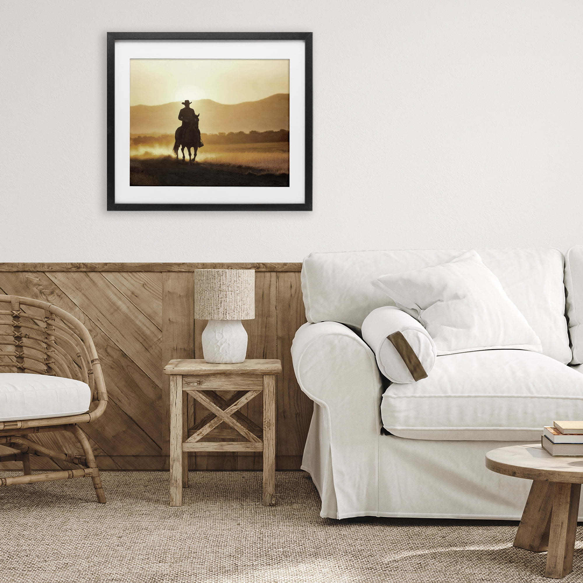Stupell Industries Cowboy's Ride Home Black Framed Print Under Glass, design by Kim Allen