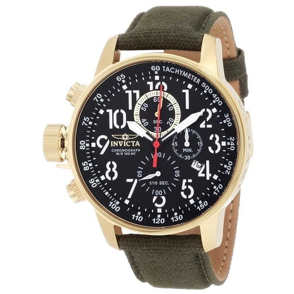 Invicta Men's 1875 I-Force Black Dial Olive Green Canvas Strap Chronograph Lefty Watch