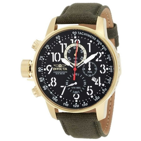 - 1875 Men's I-Force Black Dial Olive Green Canvas Strap Chronograph Lefty Watch