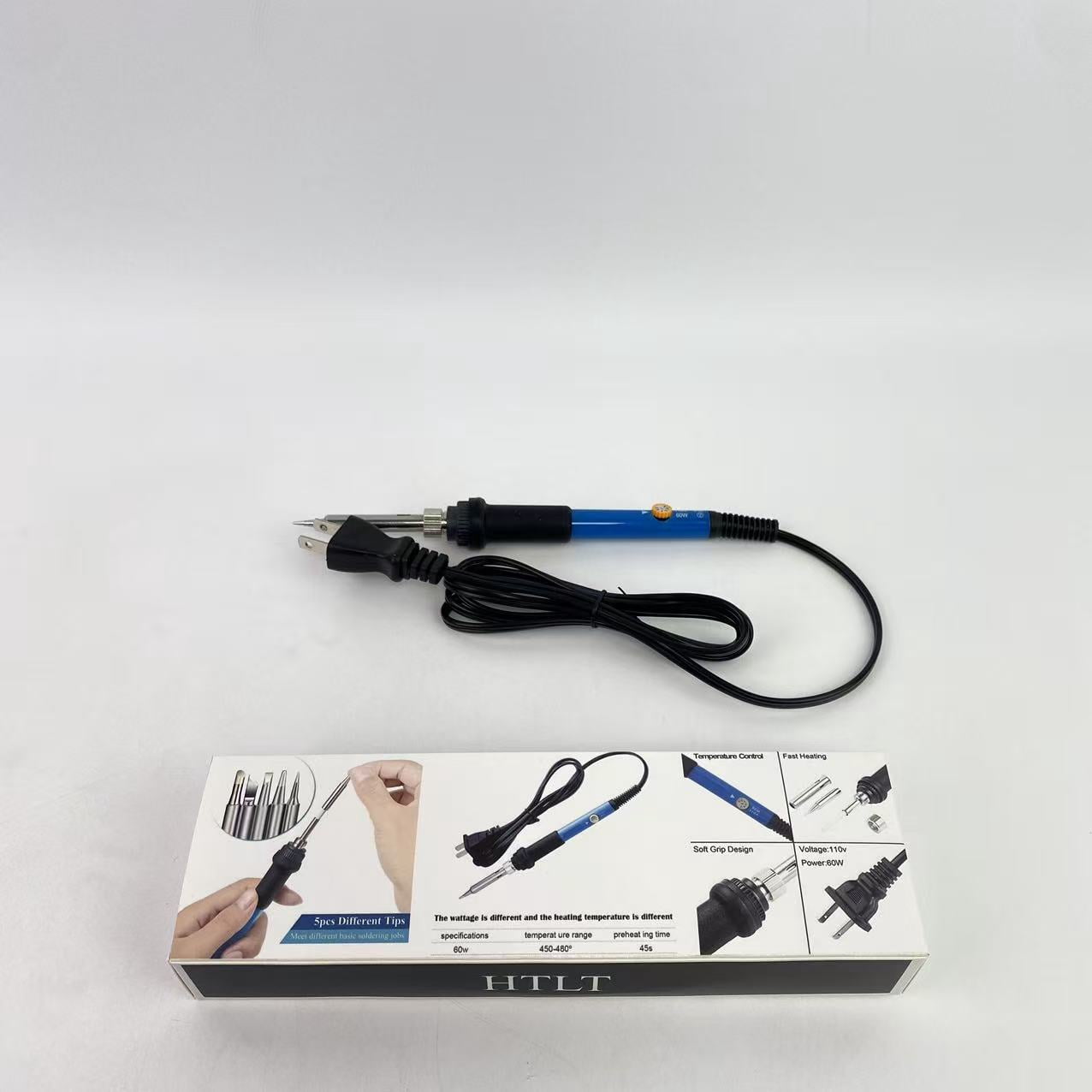 HTLT Soldering Iron Kit Electronics - Adjustable Temperature Solder Iron AC110V 60W with Different Solder Tips, Soldering Stand, Solder Wire for Variously Electronic Repair