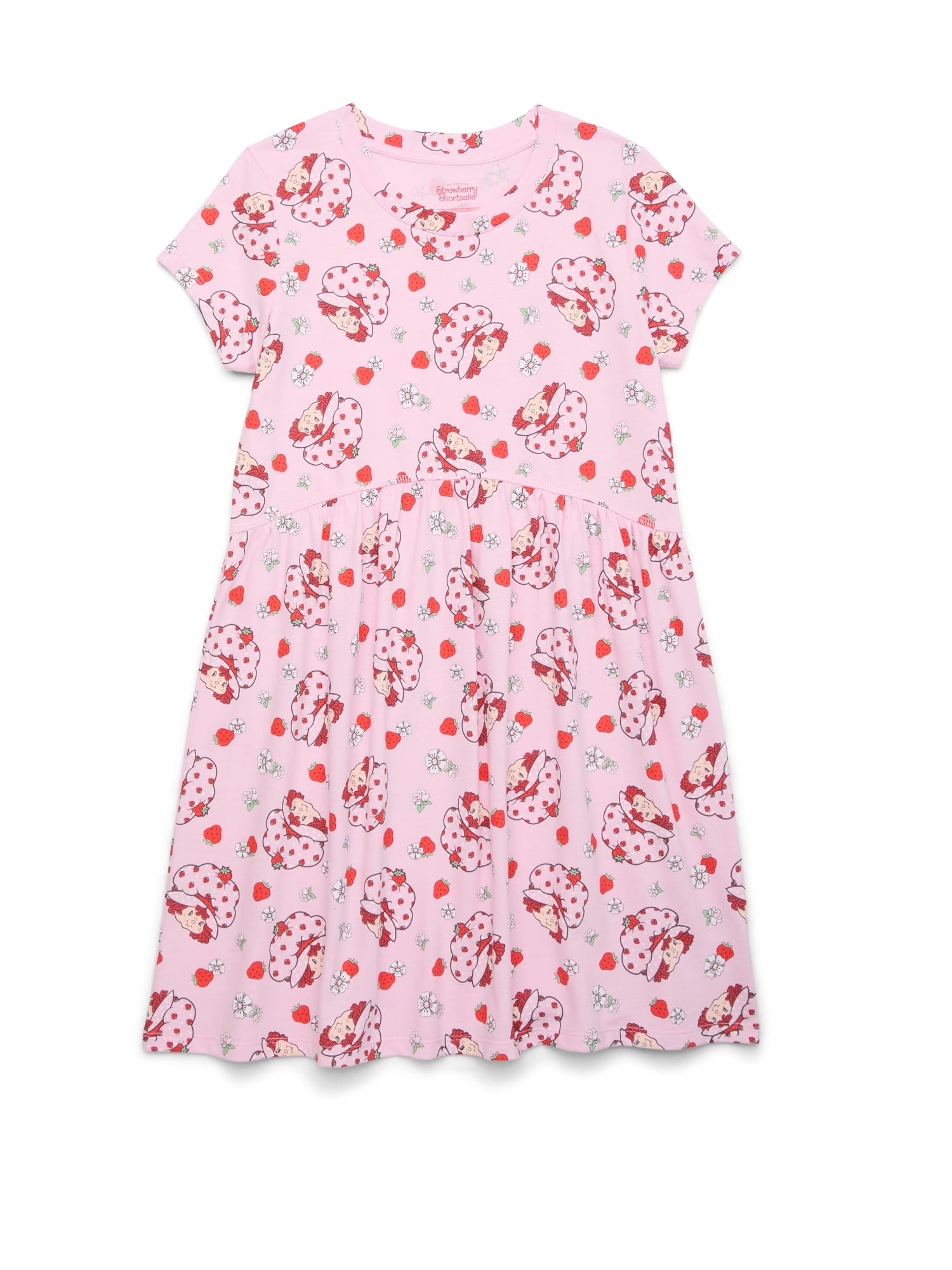 Strawberry Shortcake Girls Dress with Short Sleeves, Sizes XS-L