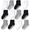thumbnail image 1 of CozyWay Calcetines con pinzas para bebés y niños pequeños - 3T-5T Negro Blanco Gris Crew Paquete de 12 - Algodón suave antideslizante - Calcetines para niños y niñas pequeños, 1 of 5