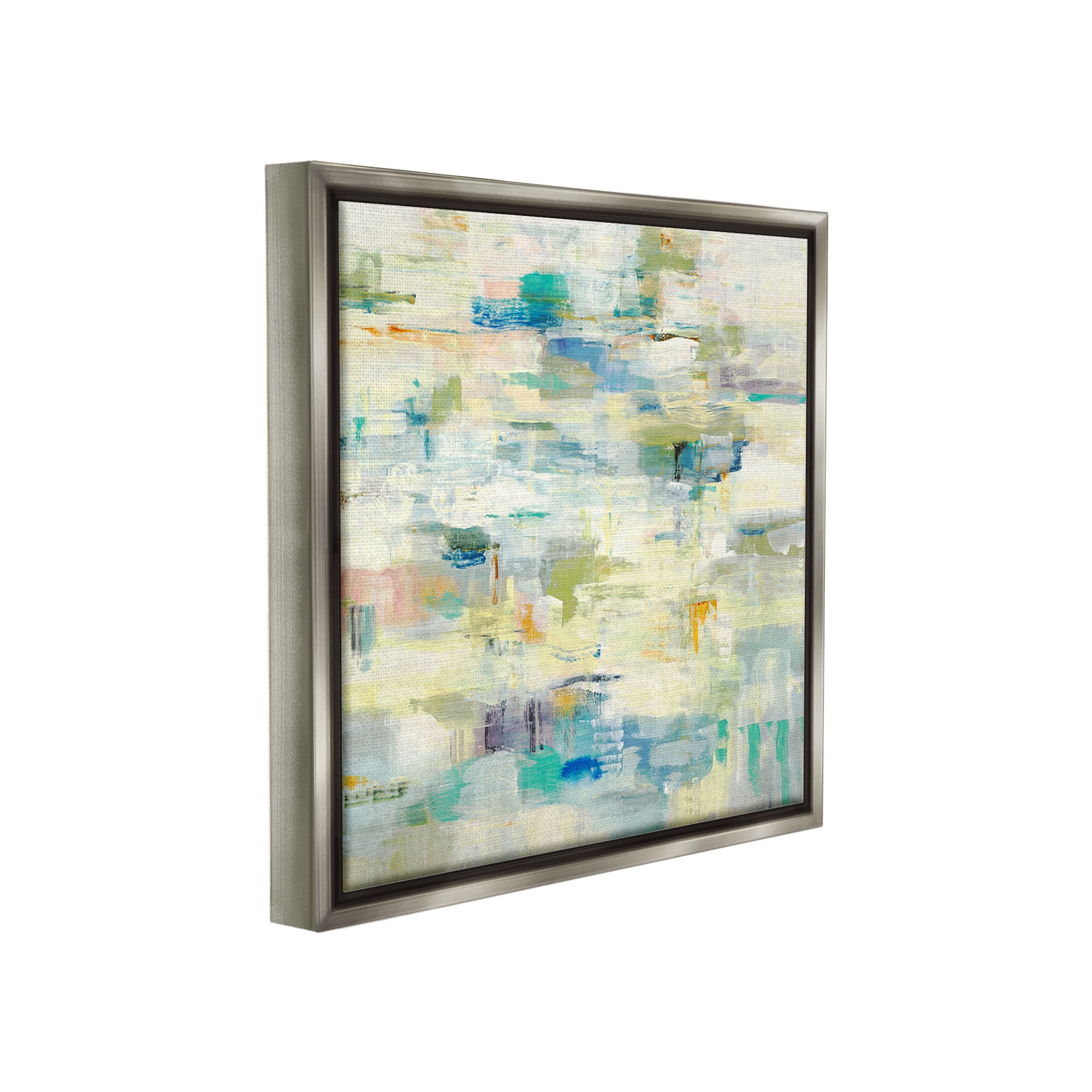 Stupell Industries Fluid Abstract Pattern Abstract Painting Gray Floater Framed Canvas Art Print Wall Art, 18 x 18