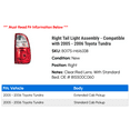thumbnail image 2 of Right Tail Light Assembly - Compatible with 2005 - 2006 Toyota Tundra, 2 of 2