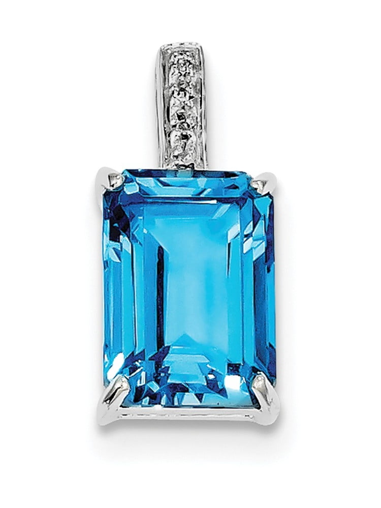 925 Sterling Silver Diamond Blue Topaz Pendant Charm Necklace Gemstone Fine Jewelry Gifts For Women For Her