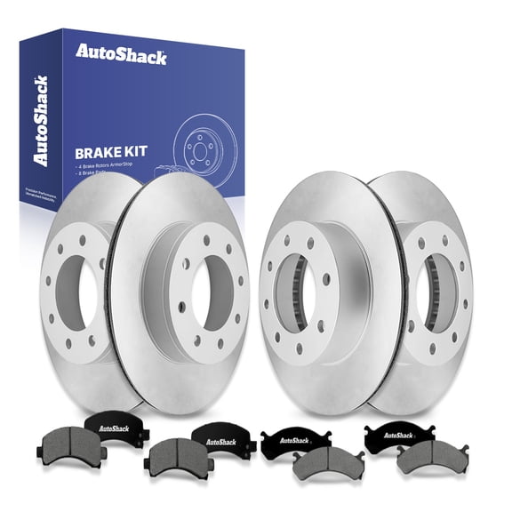 AutoShack Front Vented & Rear Vented Coated Brake Rotors   Premium Ceramic Brake Pads 12-PC Brake Kit Replacement for 2003-2017 Chevrolet Express 2500 2003-2017 GMC Savana 2500 ArmorStop