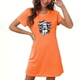 thumbnail image 2 of Taqqpue Womens Halloween Cotton Nightgown Short Sleeves Round Neck Sleepshirt Print Nightshirt Casual Plus Size Sleep Dress Pullover Halloween Sleep Shirt for Women, 2 of 4